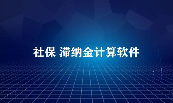 社保 滞纳金计算软件