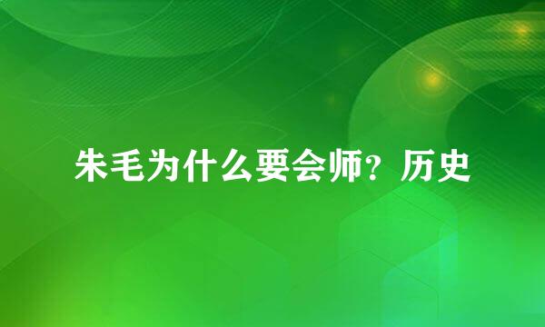 朱毛为什么要会师？历史