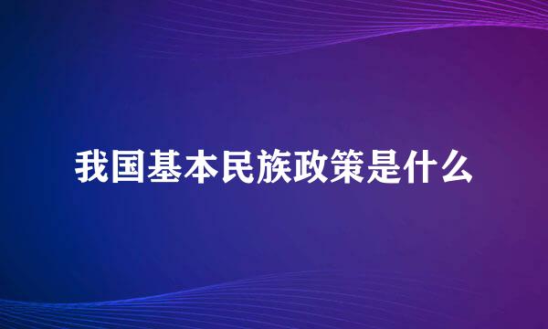 我国基本民族政策是什么