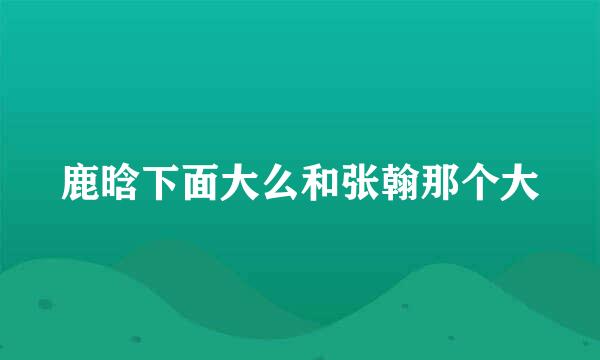 鹿晗下面大么和张翰那个大