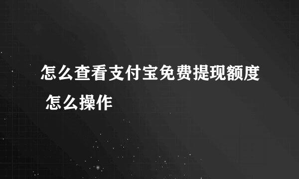 怎么查看支付宝免费提现额度 怎么操作