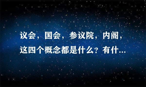 议会，国会，参议院，内阁，这四个概念都是什么？有什么区别？