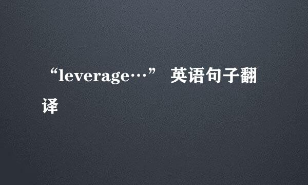 “leverage…” 英语句子翻译