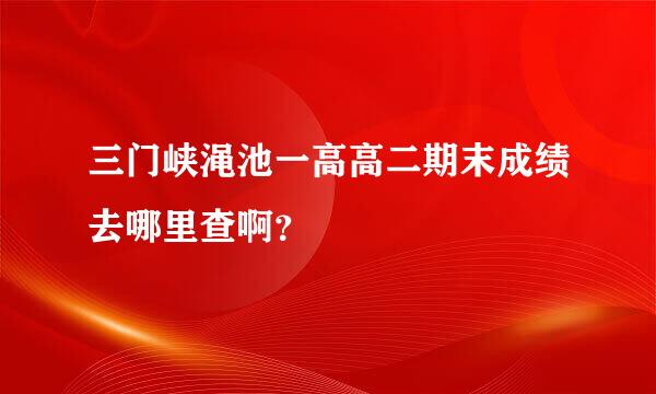 三门峡渑池一高高二期末成绩去哪里查啊？