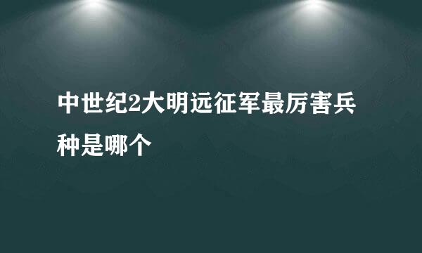 中世纪2大明远征军最厉害兵种是哪个