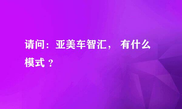 请问：亚美车智汇， 有什么模式 ？