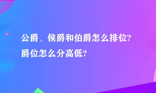 公爵、侯爵和伯爵怎么排位?爵位怎么分高低?