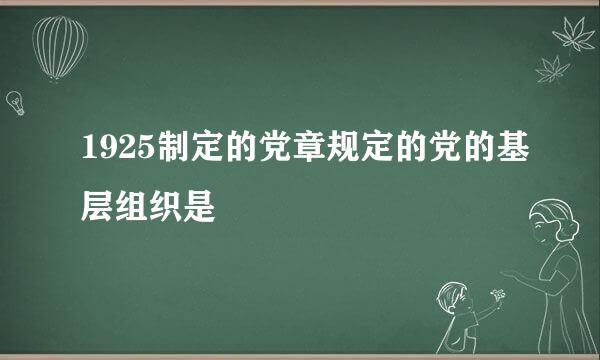 1925制定的党章规定的党的基层组织是