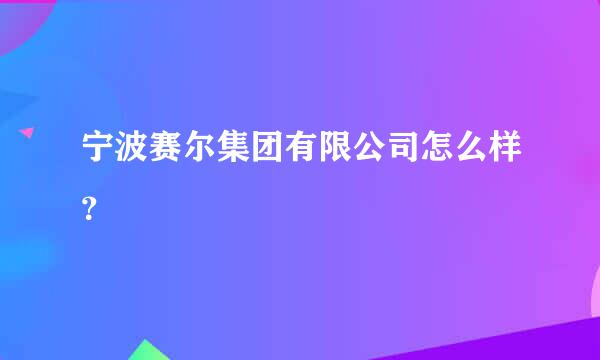 宁波赛尔集团有限公司怎么样？