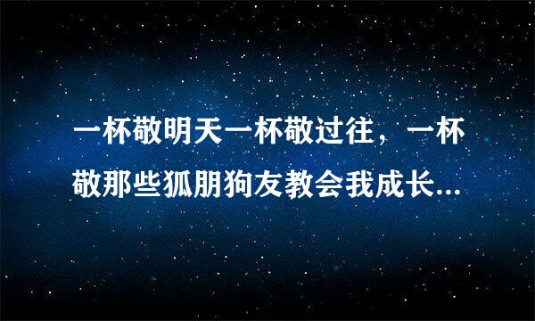 一杯敬明天一杯敬过往，一杯敬那些狐朋狗友教会我成长，一杯敬离开了我的姑娘让我不再迷茫。