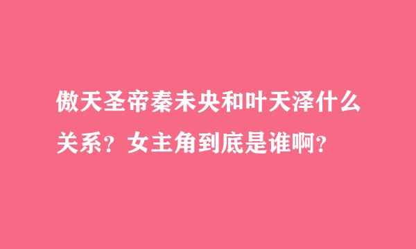 傲天圣帝秦未央和叶天泽什么关系？女主角到底是谁啊？