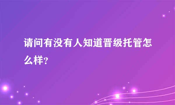 请问有没有人知道晋级托管怎么样？