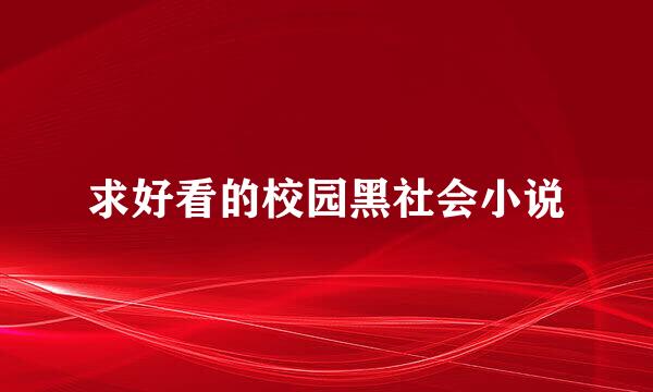 求好看的校园黑社会小说