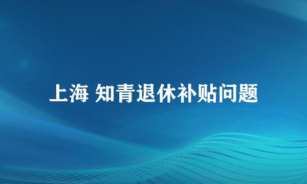 上海 知青退休补贴问题