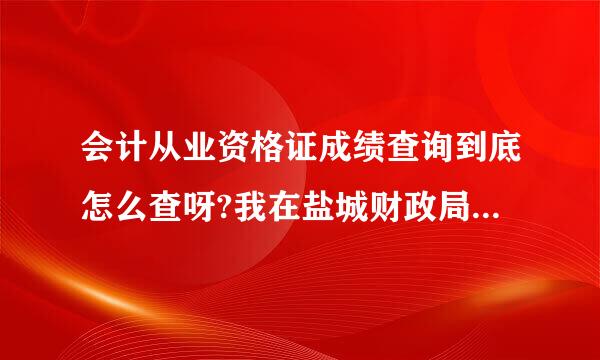 会计从业资格证成绩查询到底怎么查呀?我在盐城财政局网里怎么找不到呀？有谁知道的请告诉呀!谢谢！