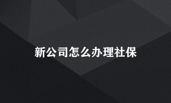 新公司怎么办理社保