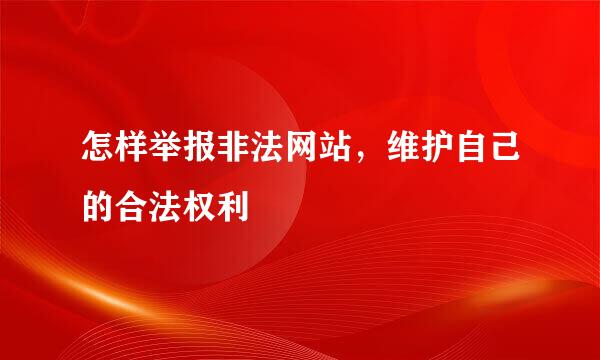 怎样举报非法网站，维护自己的合法权利