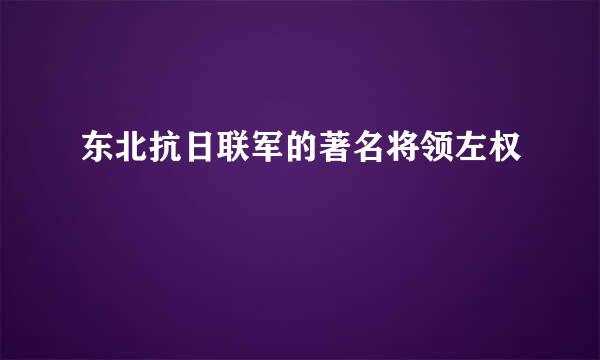 东北抗日联军的著名将领左权