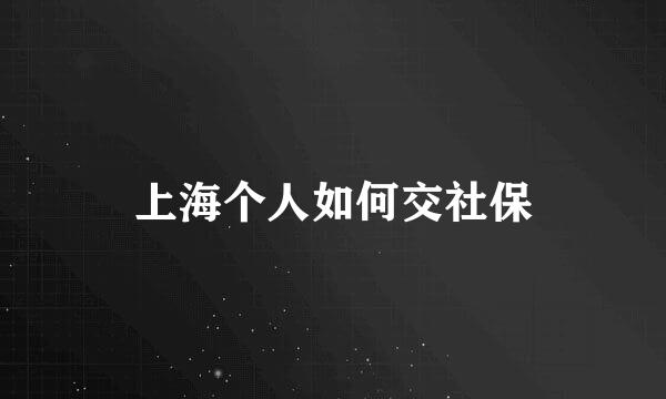 上海个人如何交社保