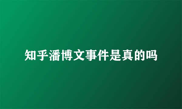 知乎潘博文事件是真的吗