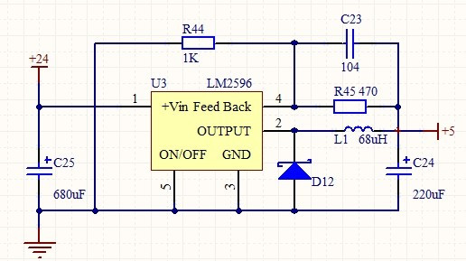 LM2596实现24V输入5V输出电路参数