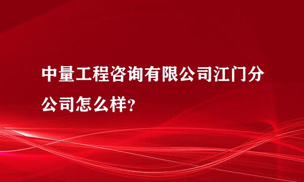 中量工程咨询有限公司江门分公司怎么样？