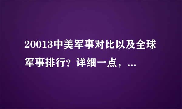 20013中美军事对比以及全球军事排行？详细一点，预计中国人均GDP和军事力量何时才能超越美国？