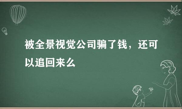 被全景视觉公司骗了钱，还可以追回来么