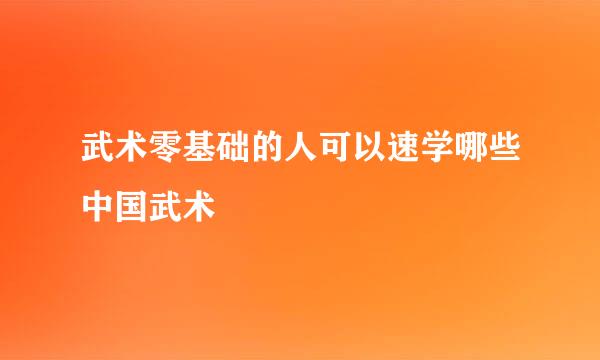 武术零基础的人可以速学哪些中国武术