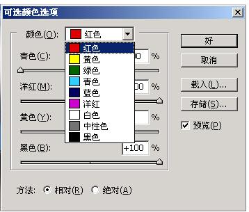 PS里面的可选颜色调整的原理