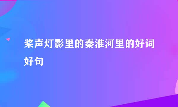 桨声灯影里的秦淮河里的好词好句