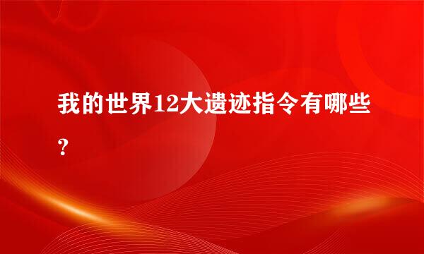 我的世界12大遗迹指令有哪些？