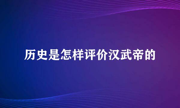 历史是怎样评价汉武帝的