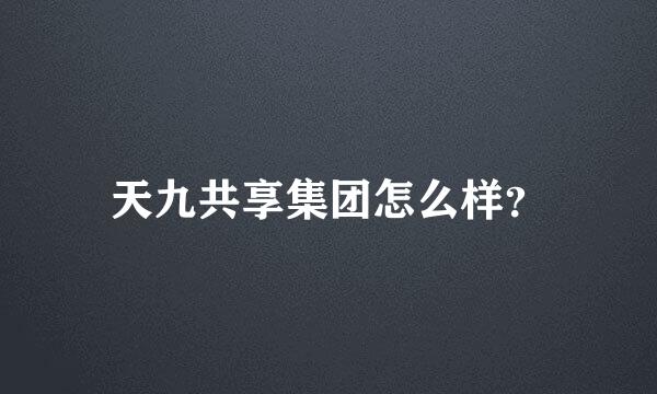 天九共享集团怎么样？