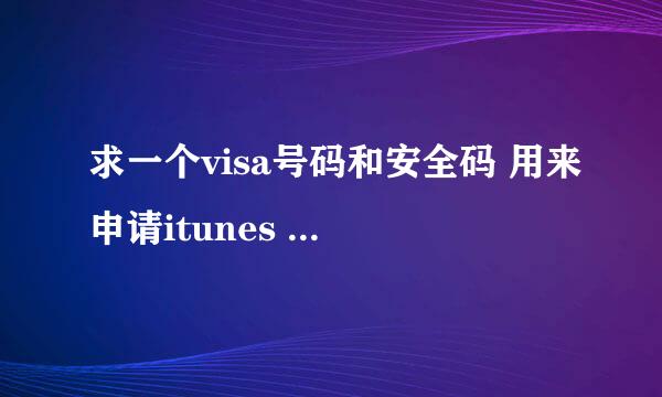 求一个visa号码和安全码 用来申请itunes 没用的就行