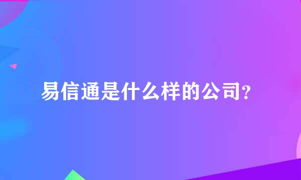 易信通是什么样的公司？