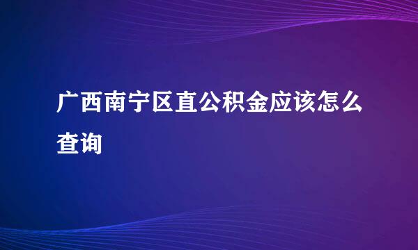 广西南宁区直公积金应该怎么查询