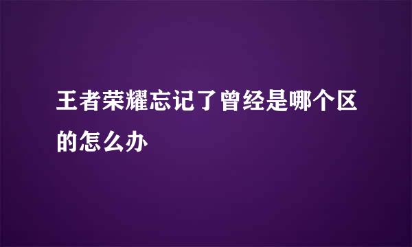 王者荣耀忘记了曾经是哪个区的怎么办