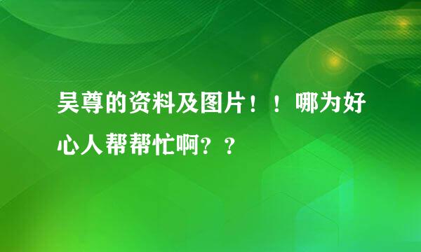 吴尊的资料及图片！！哪为好心人帮帮忙啊？？