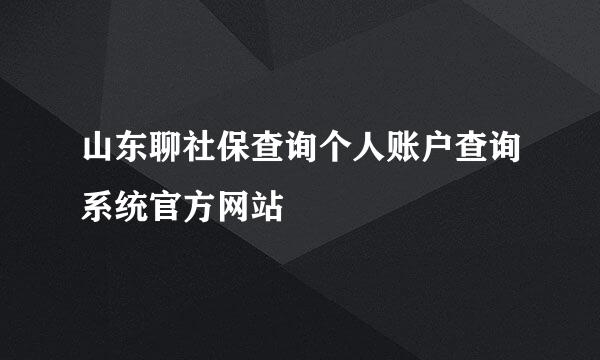 山东聊社保查询个人账户查询系统官方网站