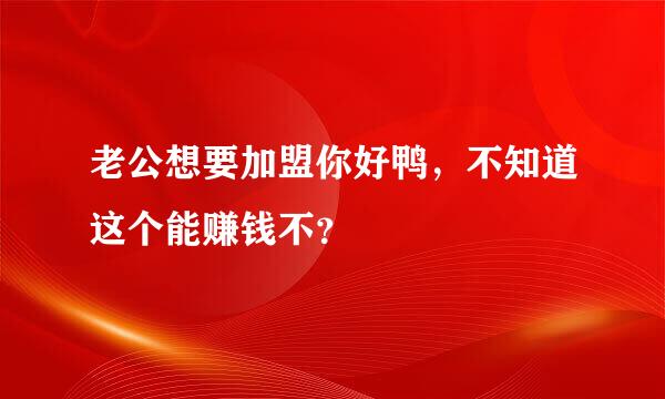 老公想要加盟你好鸭，不知道这个能赚钱不？