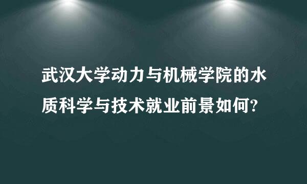 武汉大学动力与机械学院的水质科学与技术就业前景如何?