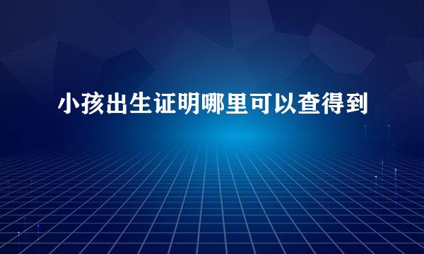 小孩出生证明哪里可以查得到