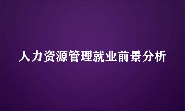 人力资源管理就业前景分析