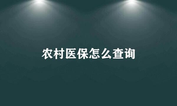 农村医保怎么查询