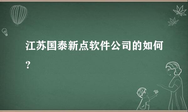 江苏国泰新点软件公司的如何？