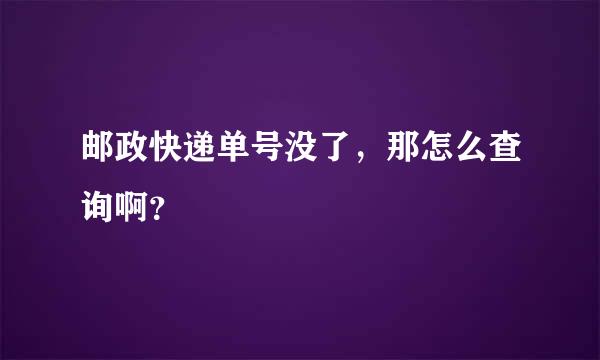 邮政快递单号没了，那怎么查询啊？