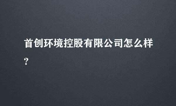 首创环境控股有限公司怎么样？