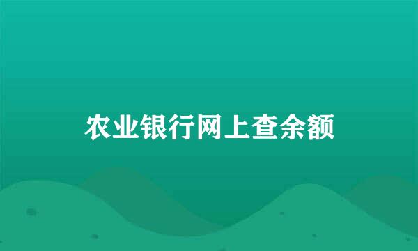 农业银行网上查余额