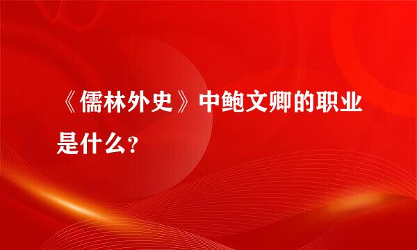 《儒林外史》中鲍文卿的职业是什么？